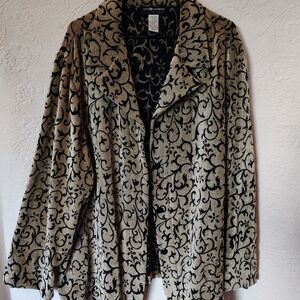 Sag Harbor Blazer Tapestry Paisley Jacket Black & Gold Long Sleeve Vtg 70s